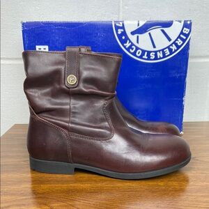 Birkenstock Sarnia Espresso Slouch Ankle Boots Leather Finish EU37/W6 Narrow NIB